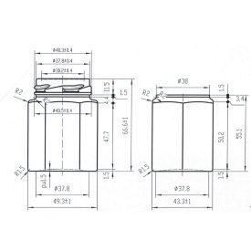 60ml-es hatszög üveg TO43